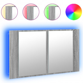 LED Mirror Cabinet Grey Sonoma Engineered wood, Acrylic