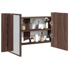 LED Mirror Cabinet Brown Oak Engineered Wood Medium