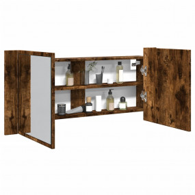 Led Mirror Cabinet Smoked Oak Engineered Wood, Glass La...