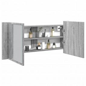 Led Mirror Cabinet Grey sonoma Engineered wood, glass