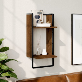 Wall Shelf Brown Oak Engineered Wood Medium Wall Mounti...