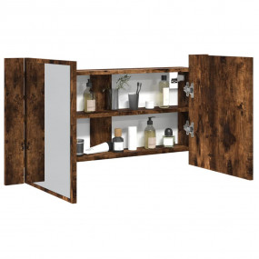 LED Mirror Cabinet Smoked Oak Engineered Wood, Acrylic ...
