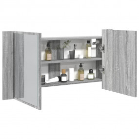 Led Mirror Cabinet Grey sonoma Engineered wood, acrylic...