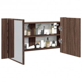 Led Mirror Cabinet Brown Oak Engineered Wood, Acrylic