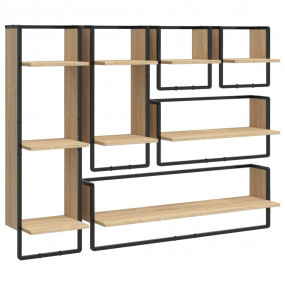 Wall Shelf Set Set of 6 Sonoma oak Engineered wood, met...