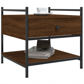 Coffee Table Brown Oak Engineered Wood, Metal 19.7 in