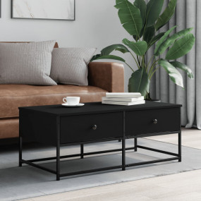 Coffee Table Black Engineered wood Adjustable Feet Coff...