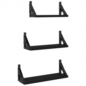 Wall Shelf Set Black Engineered wood, metal Small Wall ...