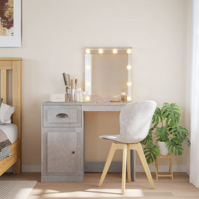 Dressing Table Concrete Grey Engineered Wood, Glass Med...