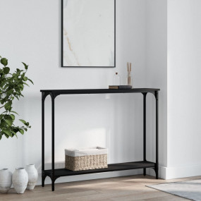 Console Table Black Engineered wood, metal 39.4x8.9x29....