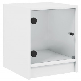Bedside Cabinet White Engineered wood, glass Small