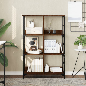 Bookshelf Brown Oak Engineered Wood and Steel Medium Bo...