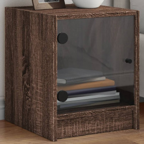 Bedside Cabinet Brown Oak Engineered wood, Glass Compac...