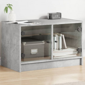 TV Cabinet Concrete Gray Engineered Wood Compact TV Cab...