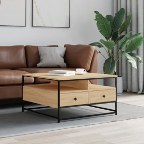 Coffee Table Sonoma Oak Engineered Wood, Metal Frame 31...