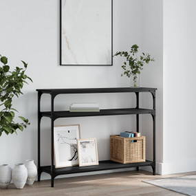 Console Table Black Engineered wood and metal Narrow