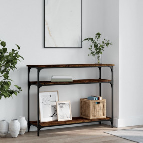 Console Table Smoked Oak Engineered Wood Narrow Adjusta...
