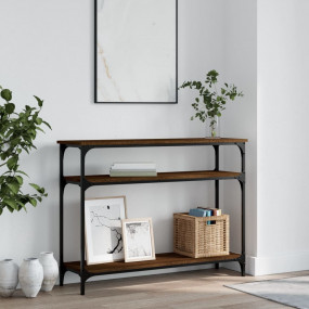Console Table Brown oak Engineered wood 39.4 x 11.4 x 2...