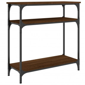 Console Table Brown Oak Engineered Wood, Metal Medium