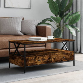 Coffee Table Smoked Oak Engineered Wood, Metal Medium