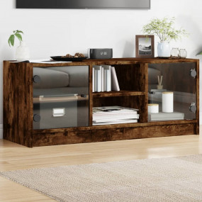 TV Cabinet Smoked Oak Engineered wood, Glass 40.2x14.6x...