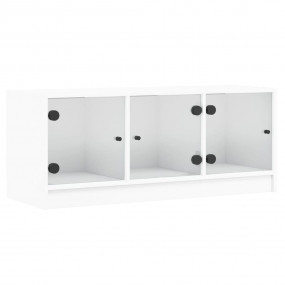 TV Cabinet White Engineered wood, glass 40.2x14.6x16.5 ...