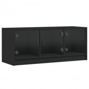 TV Cabinet Black Engineered wood, Glass Medium TV Cabin...
