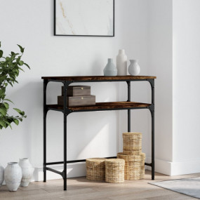 Console Table Smoked Oak Engineered Wood Medium Adjusta...