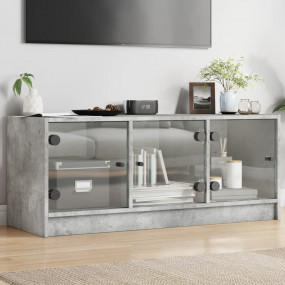 TV Cabinet Concrete Grey Engineered Wood, Glass