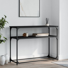 Console Table Black Engineered wood Narrow Adjustable F...