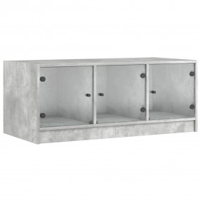Coffee Table Concrete Gray Engineered Wood, Glass Large