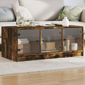 Coffee Table Smoked Oak Engineered Wood, Glass