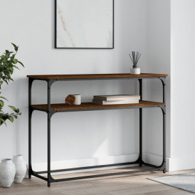 Console Table Brown oak Engineered wood, metal Medium