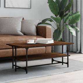 Coffee Table Brown Oak Engineered Wood, Metal Medium Co...