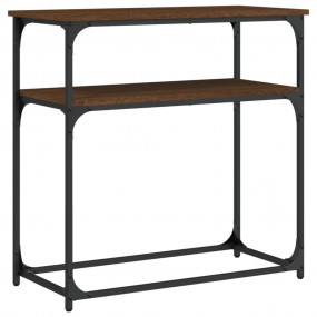 Console Table Brown Oak Engineered Wood, Metal Small