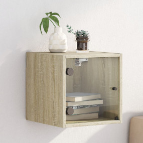 Nightstand Sonoma Oak Engineered Wood, Glass Nightstand...