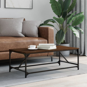 Coffee Table Brown Oak Engineered Wood, Metal Standard ...