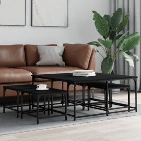 Nesting Coffee Table Black Engineered wood, metal Stack...