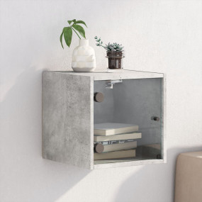 Bedside Cabinet Concrete Grey Engineered Wood, Glass