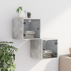 Bedside Cabinet Set of 2 Concrete Grey Engineered wood,...