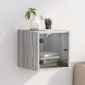 Bedside Cabinet Grey Sonoma Engineered wood, Glass 13.8...