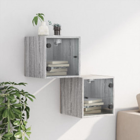 Bedside Cabinet Set of 2 Grey sonoma Engineered wood, g...