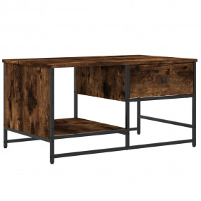 Coffee Table Smoked Oak Engineered Wood and Metal Mediu...