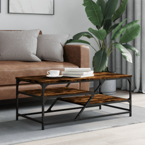Coffee Table Smoked Oak Engineered Wood, Metal Medium