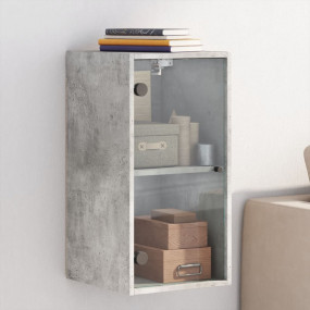 Wall Cabinet Concrete Grey Engineered Wood, Glass Mediu...