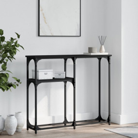 Console Table Black Engineered Wood, Metal Compact