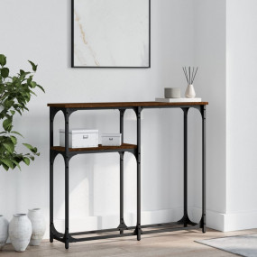 Console Table Brown oak Engineered wood, metal Narrow
