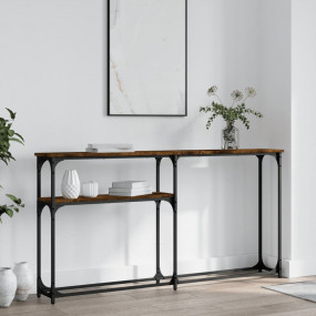 Console Table Smoked Oak Engineered Wood 57.1 in x 8.9 ...