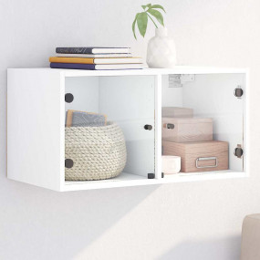 Wall Cabinet White Engineered wood, Glass Medium Wall C...