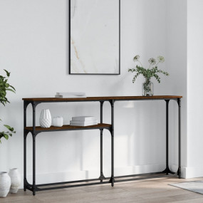 Console Table Brown oak Engineered wood, metal Extra Na...